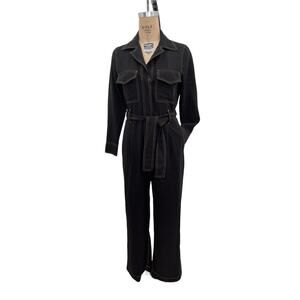 Mango Chore Black Jumpsuit Boiler Suit L/S Pockets Mng 1pc Size XS
